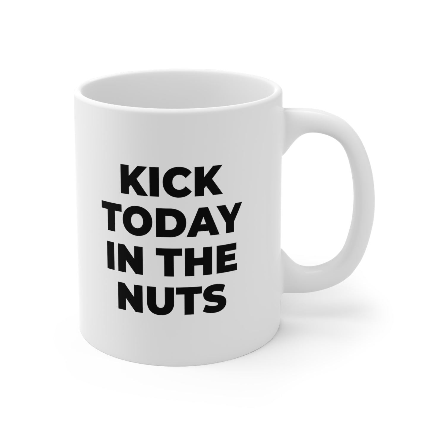 Kick today in the nuts Coffee Mug 11oz