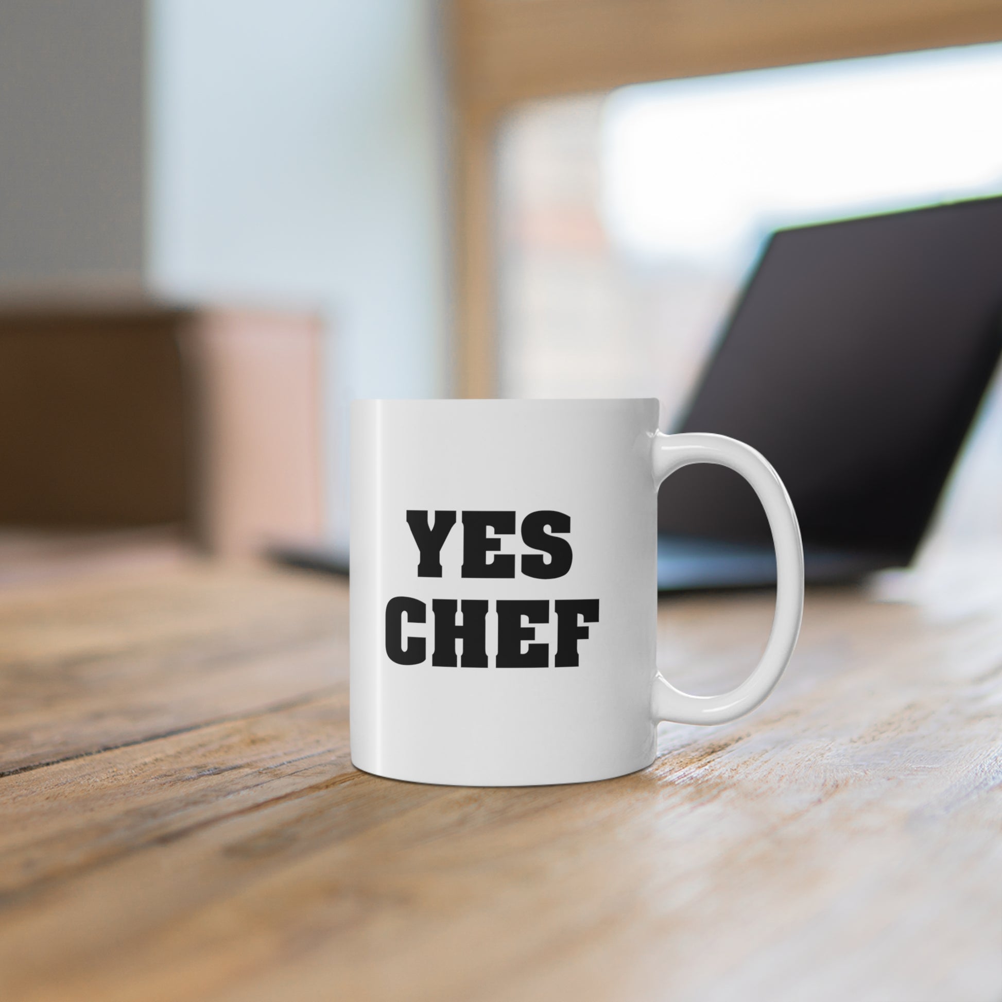 11oz ceramic mug with quote Yes Chef