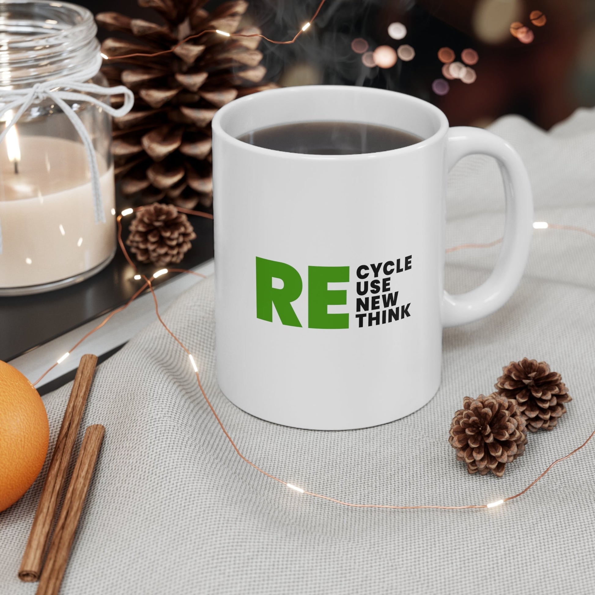 Recycle Reuse Renew Rethink Coffee Mug 11oz Jolly Mugs